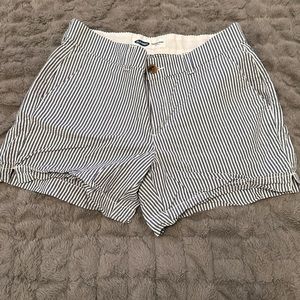 Blue and White Striped Shorts